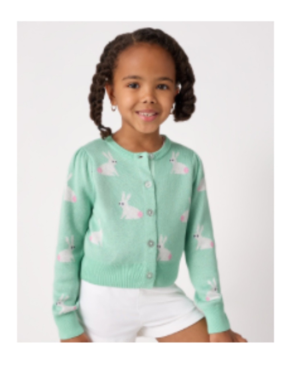 Little Sleepies Blush Bunnies Puff Sleeve Cardigan Sweater